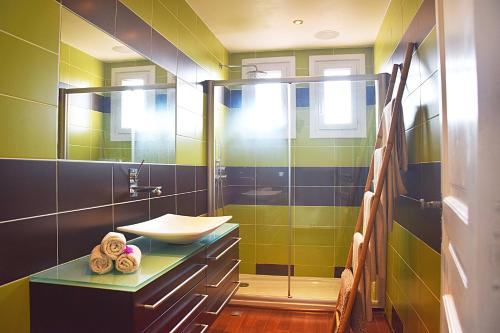 ein Bad mit einem Waschbecken und einem Spiegel in der Unterkunft Villa Angel in La Gaude