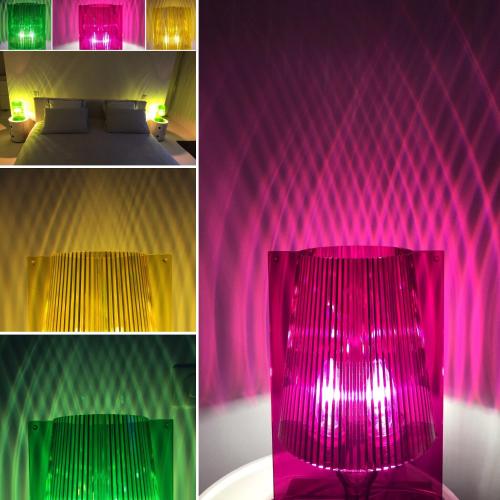 a pink lamp in a room with a bed at HOUSE ZYX in Le Touquet-Paris-Plage