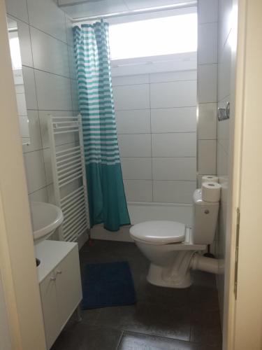 a bathroom with a toilet and a sink at Workers-Sleep-Station in Cologne