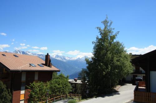 a view of the mountains from a house at Apartment Villa Franca in Crans-Montana