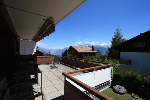 a balcony with a view of the mountains at Apartment Villa Franca in Crans-Montana