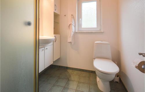 a bathroom with a toilet and a sink at Awesome Home In Grindsted With Kitchen in Grindsted