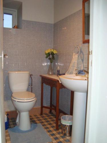 a bathroom with a toilet and a sink at 53Bou in Uglas