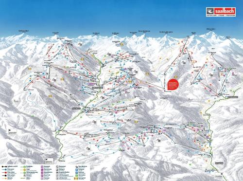 a map of the ski slopes on a mountain at Hotel Neuhaus in Saalbach Hinterglemm