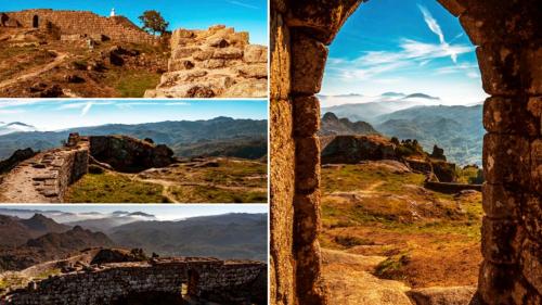 a collage of photos of the great wall at Agrinho Suites & Spa Gerês in Valdosende