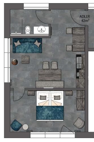 a floor plan of a house at Chalet Mirandum Apartments Vandans in Vandans