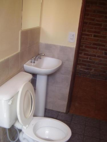 a bathroom with a toilet and a sink at SOL PATAGONICO in Playas Doradas