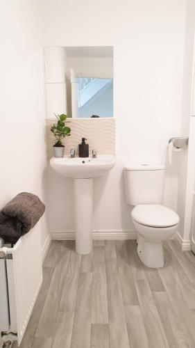 a bathroom with a toilet and a sink at Seymour Road - Parking for van - Contractors only in Oldbury