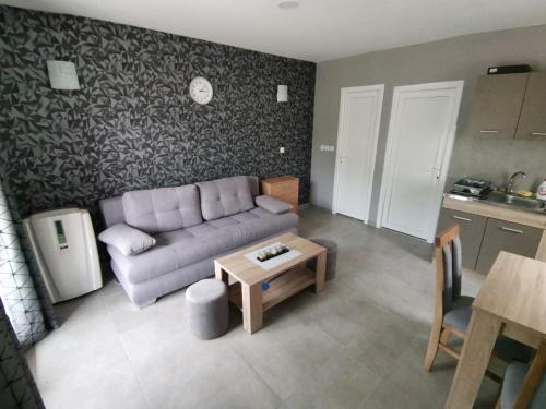 a living room with a couch and a table at Aphrodite Hills Apartments-Stara Planina in Crni Vrh