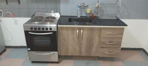 a kitchen with a stove and a sink at dpto centrico con oficina consultorio in La Rioja