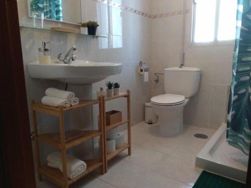 a bathroom with a sink and a toilet at La casita de la abuela - Vivienda familiar con encanto in El Chaparral