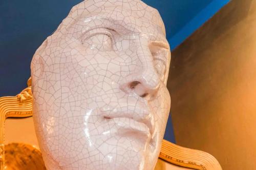 a statue of a man with his facerendered at VILLA FUENTI BAY -Amalfi Coast- in Cetara