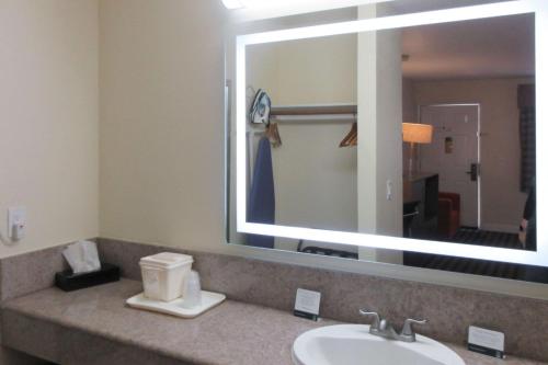a bathroom with a sink and a large mirror at Quality Inn Salinas in Salinas
