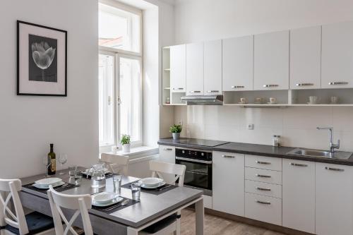 Η κουζίνα ή μικρή κουζίνα στο Penzion Apartmány Hradební
