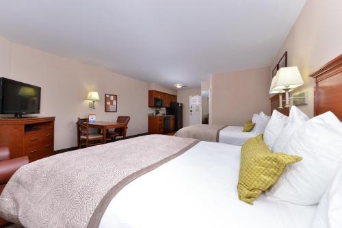 a hotel room with a large bed and a television at Candlewood Suites Elmira Horseheads by IHG in Horseheads