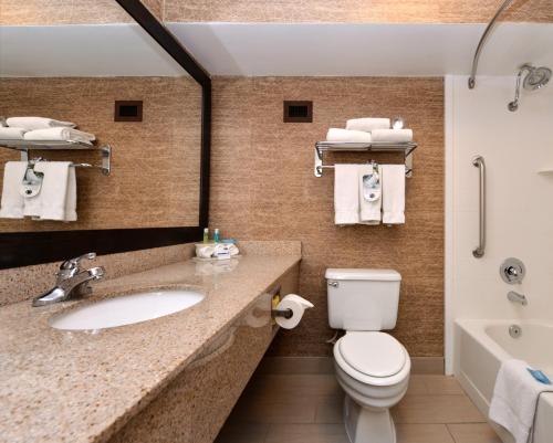 a bathroom with a sink and a toilet and a tub at Holiday Inn Express Flagstaff, an IHG Hotel in Flagstaff