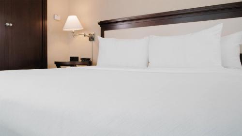 a large white bed in a hotel room at Fort Pontchartrain Detroit, a Wyndham Hotel in Detroit