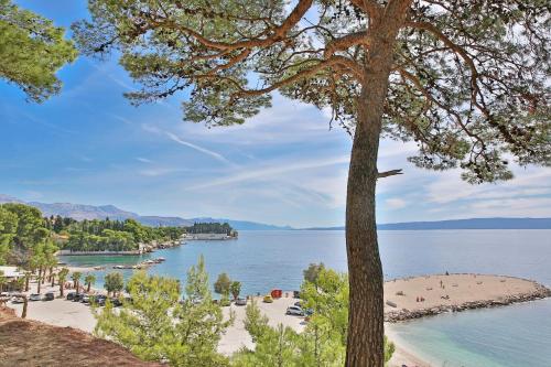 a view of a beach with a tree at Apartment Angelina in Split