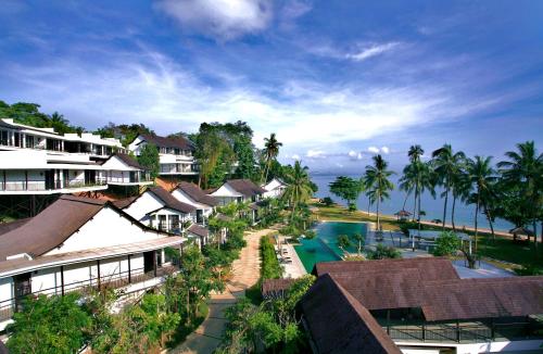 an aerial view of a resort with a swimming pool at Turi Beach Resort in Nongsa