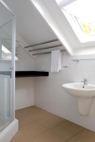 a bathroom with a sink and a skylight at Laurel Cottage in Franschhoek