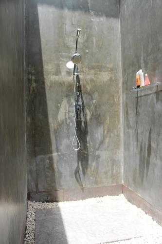 a bathroom with a shower in a wall at Villa Thapae in Chiang Mai