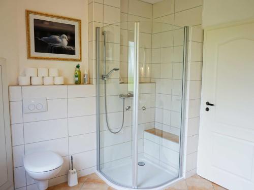 Kúpeľňa v ubytovaní Ferienhaus Waldblick, 35209