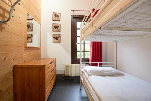 a bedroom with a bunk bed and a window at Chamonix Lodge in Chamonix-Mont-Blanc