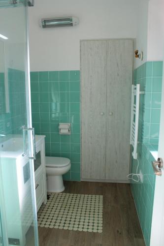 a bathroom with a toilet and a sink and a shower at Viña Concepción in Andújar