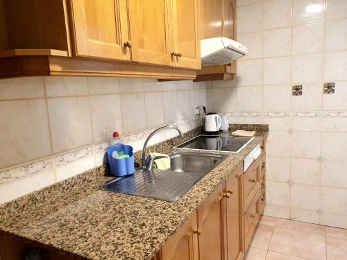 a kitchen with a sink and a counter top at Apartamento Cervantes in Guardamar del Segura