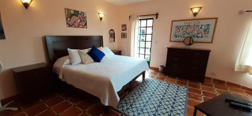 ein Schlafzimmer mit einem Bett in einem Zimmer mit einem Fenster in der Unterkunft Casa Frida B&B in San Miguel de Allende