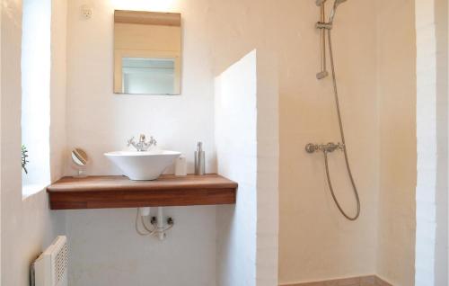 bagno con lavandino e doccia di Cozy Home In Harbore With House A Panoramic View a Harboør