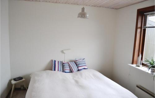 ein weißes Schlafzimmer mit einem Bett mit zwei Kissen in der Unterkunft 1 Bedroom Lovely Home In Skagen in Skagen