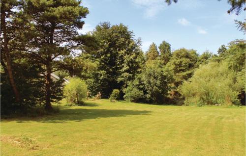 a large grass field with trees and a house at Three-Bedroom Holiday Home In Spottrup in Spottrup