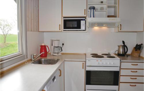 a kitchen with a sink and a stove top oven at Holiday Home Åsen in Kirke-Hyllinge