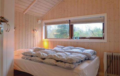 FarsøにあるBeautiful Home In Fars With 4 Bedrooms, Sauna And Wifiの窓付きの客室の大型ベッド1台分です。