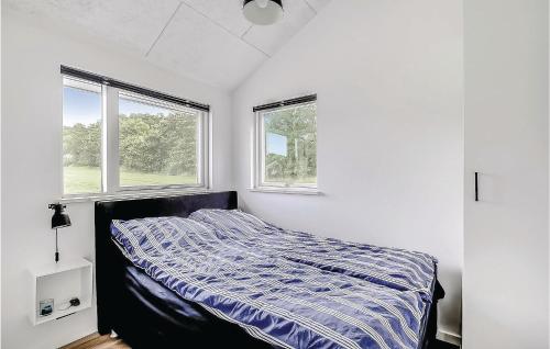 una camera con un letto e due finestre di 4 Bedroom Awesome Home In Haderslev a Kelstrup Strand