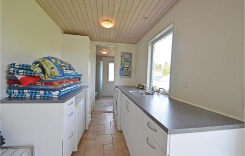 HumlumにあるAmazing Home In Struer With 2 Bedrooms And Wifiのキッチン(カウンタートップ、シンク付)