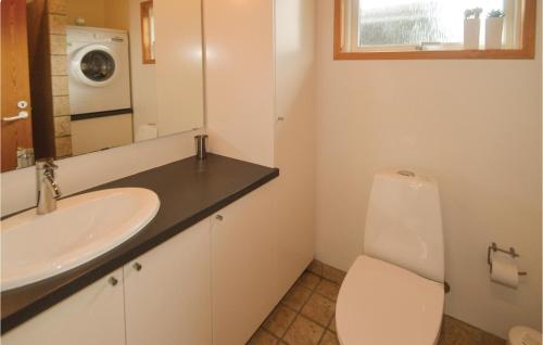 HvalpsundにあるGorgeous Home In Fars With Wifiのバスルーム(洗面台、トイレ、洗濯機付)