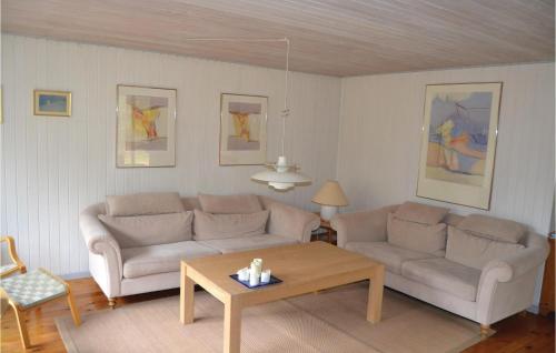 a living room with two couches and a coffee table at Holiday Home Uranusvej in Ålbæk