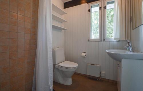 HejlsにあるPet Friendly Home In Hejls With Wifiのバスルーム(トイレ、洗面台付)、窓が備わります。