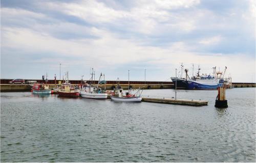 a group of boats are docked in a harbor at Klitborgen in Harboør