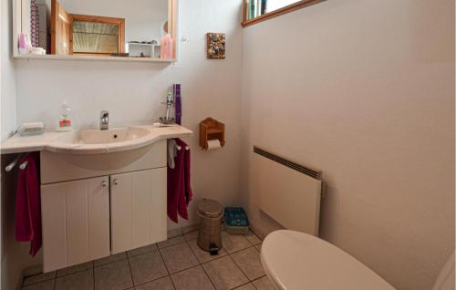 Baño pequeño con lavabo y aseo en Cozy Home In Krus With House Sea View, en Kruså