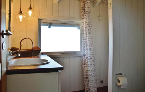 靈克賓的住宿－Gorgeous Home In Ringkbing With Kitchen，一间带水槽和窗户的浴室