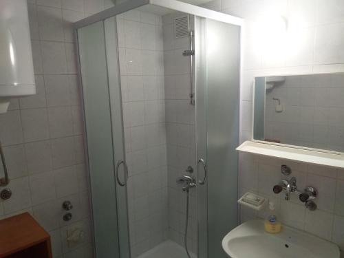 a bathroom with a shower with a toilet and a sink at KOPAONIK-GONDOLA 100m in Brzeće
