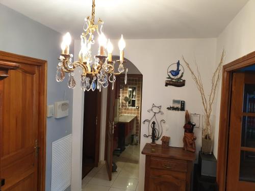 lampadario a braccio in una stanza con corridoio di REDHOUSE Chambre zen a Roques Sur Garonne