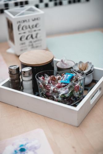 a drawer filled with food and other items on a counter at Feierabend Elsdorf in Elsdorf
