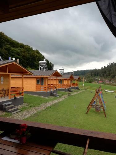 a view from the window of a house at Dara's Camping in Prod