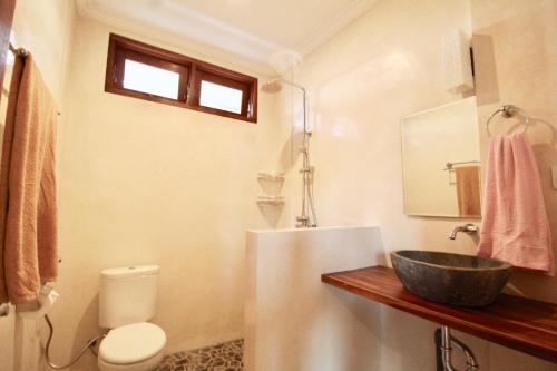 a bathroom with a sink and a toilet at Pacha House in Ubud