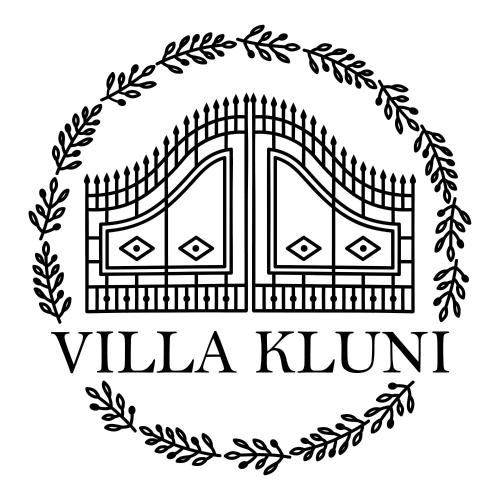 emblema blanco y negro de un horno de villa en Villa Kluni, en Momjan