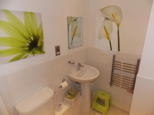 a bathroom with a sink and a toilet at Waterside Apartment in Lancaster